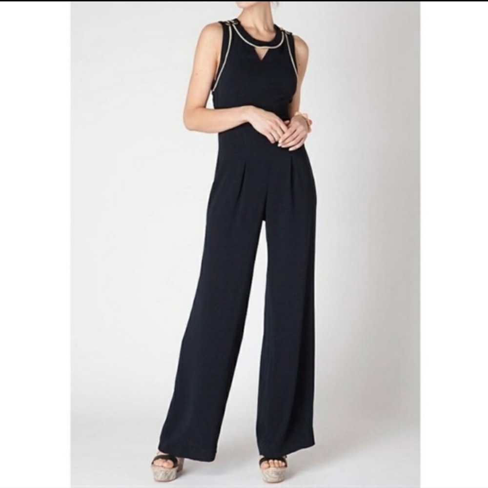 Cartonnier anthropologie navy blue jumpsuit size medium